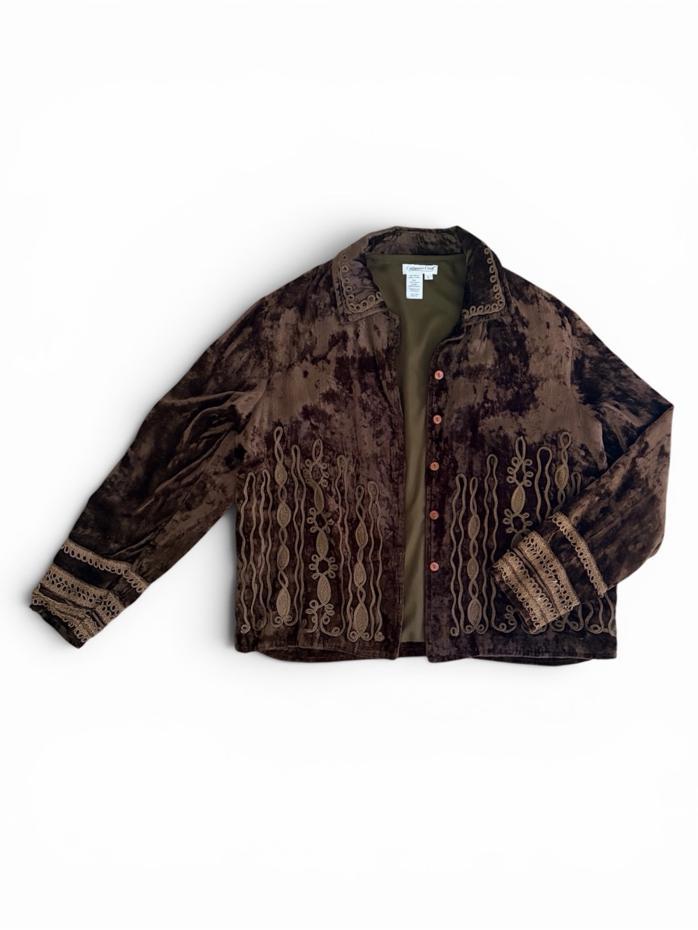 Coldwater Creek Chocolate Brown Velvet Jacket Size Large